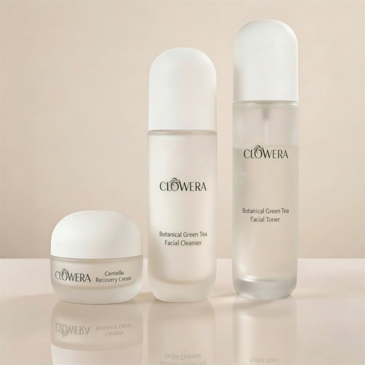 Clovera 3 step skincare set with cleanser toner and cream
