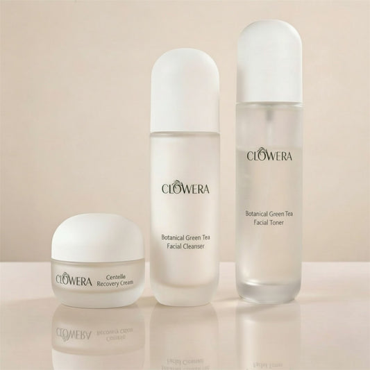 Clovera 3 step skincare set with cleanser toner and cream