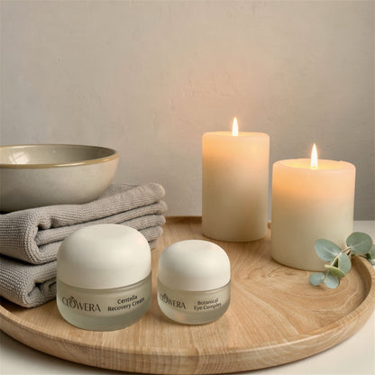 Luxury skincare duo with neutral background and elegant, minimal design