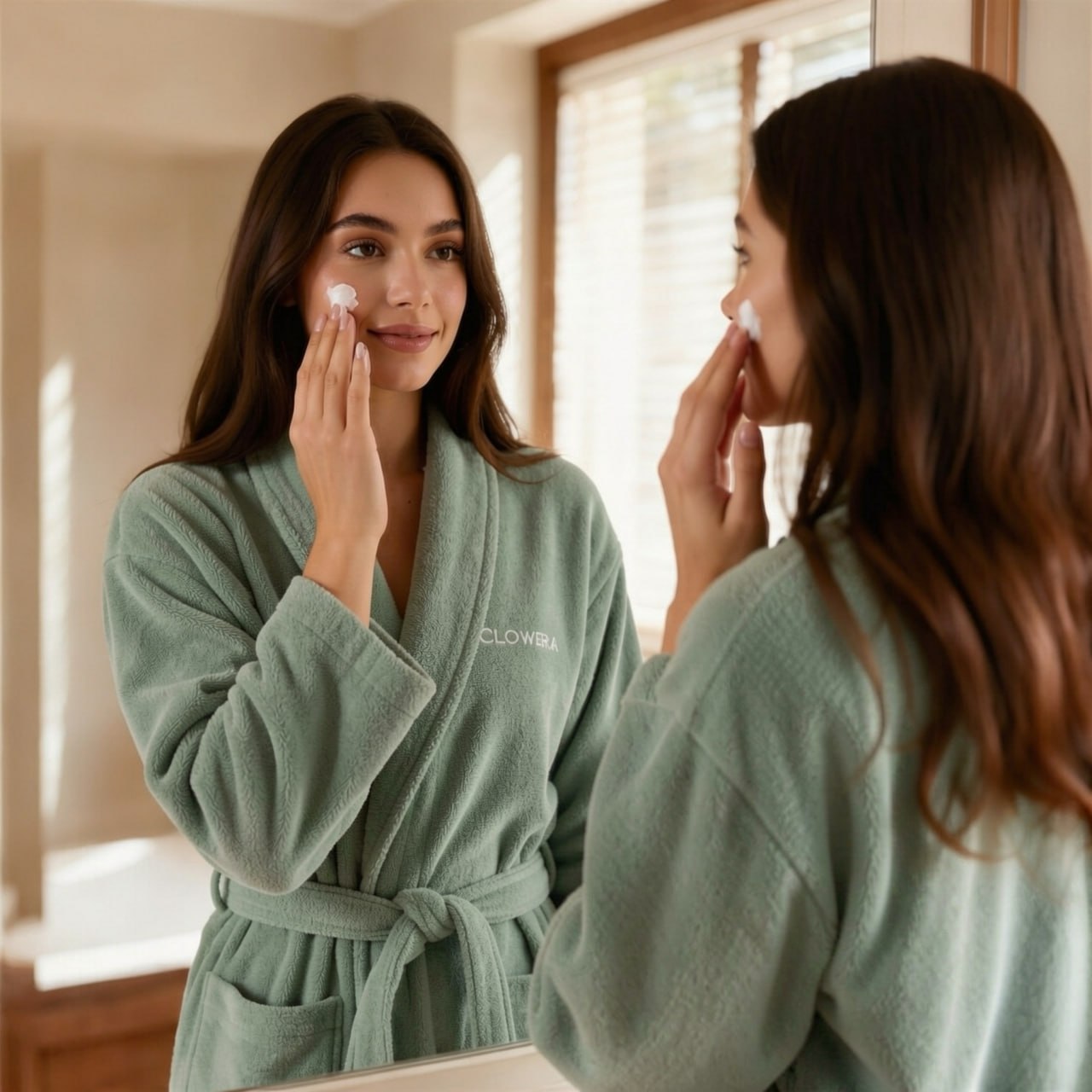 lightweight cotton robe green