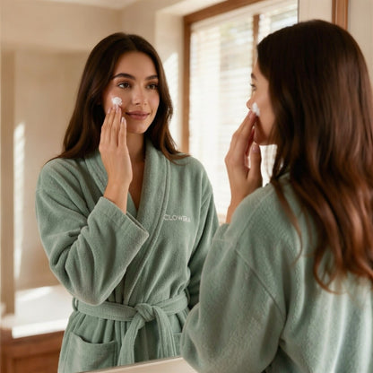 lightweight cotton robe green