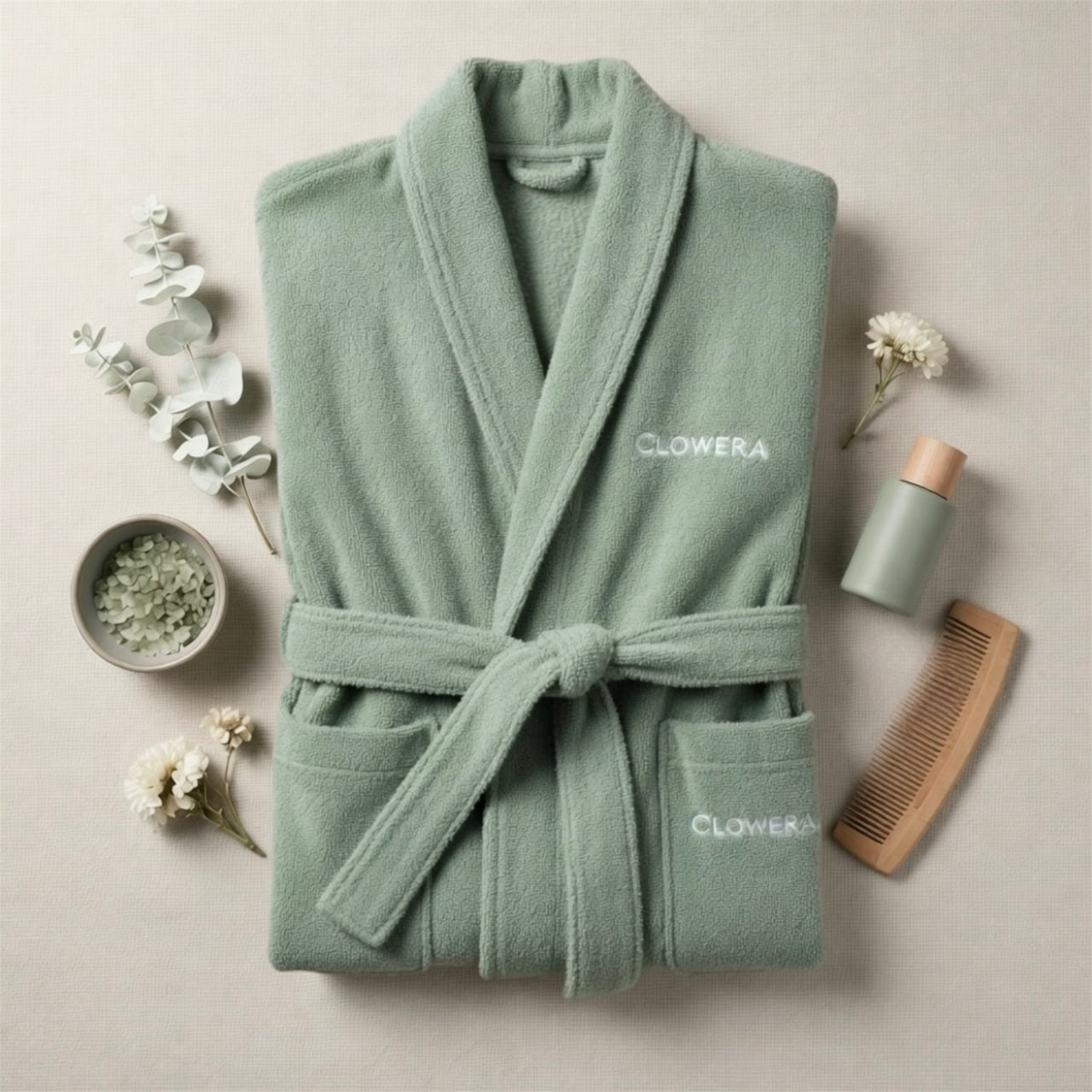soft cotton home robe aesthetic